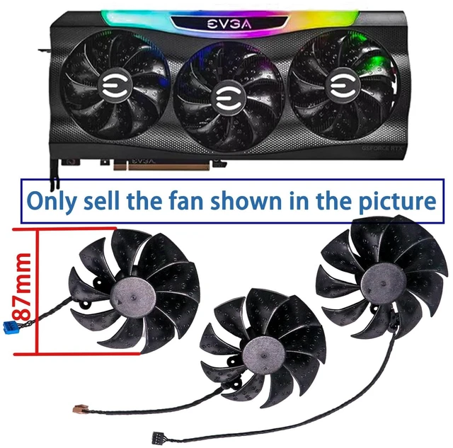 Alt view image 7 of 10 - BestParts New Graphics Card Video Card Cooling Fan Replacement for EVGA RTX3070 3070ti 3080 3080ti 3090 FTW3 PLD09220S12H 87mm 4pin