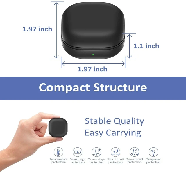 Alt view image 9 of 10 - Wireless Replacement Charging Case for Samsung Galaxy Buds Pro SM-R190 770mAh Battery, LED Indicator, Fast Charging, USB-C Cable, Bluetooth Pairing