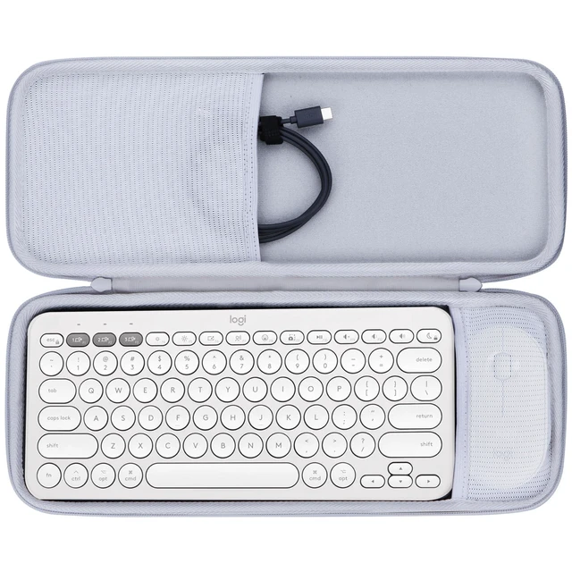 Alt view image 6 of 10 - Lebakort Hard Carry Case Compatible with Logitech Pebble Keys 2 Combo K380s K380 Keyboard + M350 Pebble Mouse Combo (Off White Case)