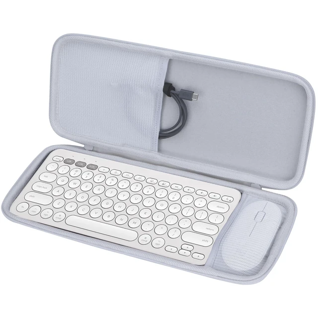 Alt view image 7 of 10 - Lebakort Hard Carry Case Compatible with Logitech Pebble Keys 2 Combo K380s K380 Keyboard + M350 Pebble Mouse Combo (Off White Case)