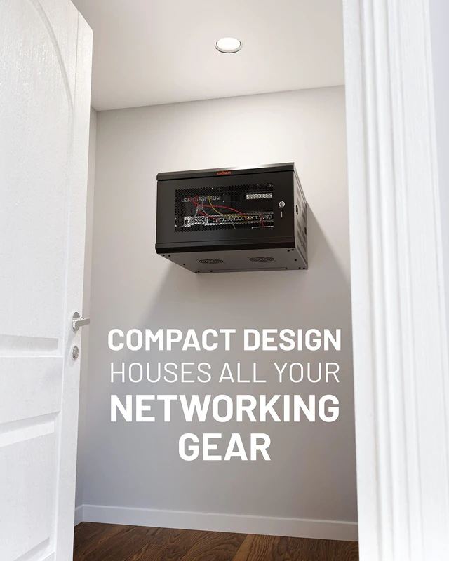 Alt view image 7 of 10 - ECHOGEAR 6U Network Rack - Enclosed Wall Mount Rack Kit Includes 2x 1U Shelves, Pre-Mounted Fan, Lockable Door & Hardware - 600mm Depth Fits All Your AV Gear