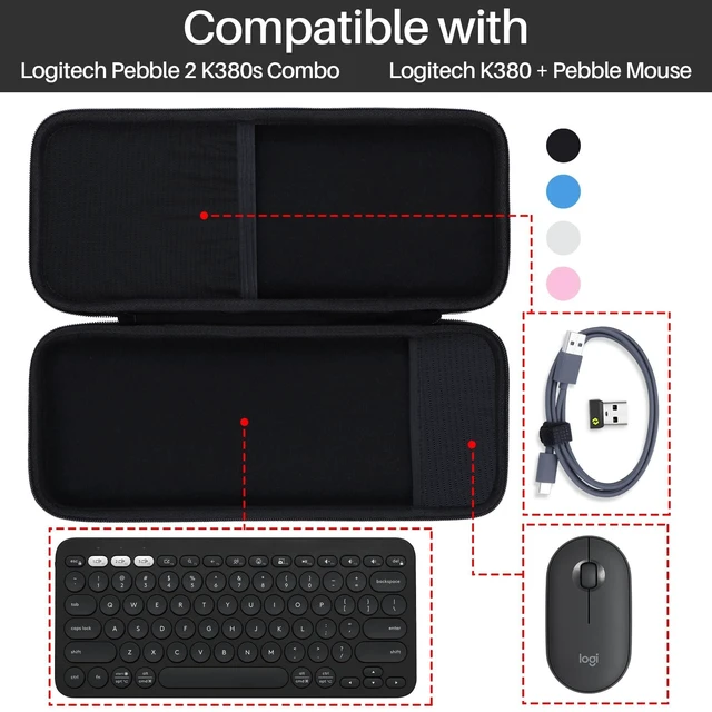 Alt view image 8 of 10 - Lebakort Hard Carry Case Compatible with Logitech Pebble Keys 2 Combo K380s K380 Keyboard + M350 Pebble Mouse Combo (Off White Case)