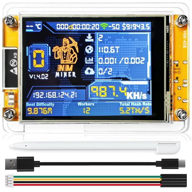 Alt view image 6 of 10 - Bitcoin Miner NerdMiner V2 NMMiner 1060KH/s Bitcoin Lottery Miner 2.8 inch Touchscreen ESP-WROOM-32 ESP32 Development Board Desktop Clock Lucky Nerd Miner Module Crypto BTC Solo Miner Machine