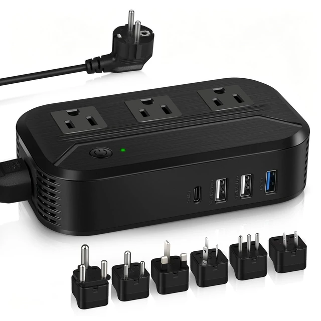 Alt view image 6 of 10 - Voltage Converter 2300W Power Converter 220v to 110v w/ 3 USB + 1 Type C+ 3 AC Outlets, Universal Travel Adapter Converter (Black)