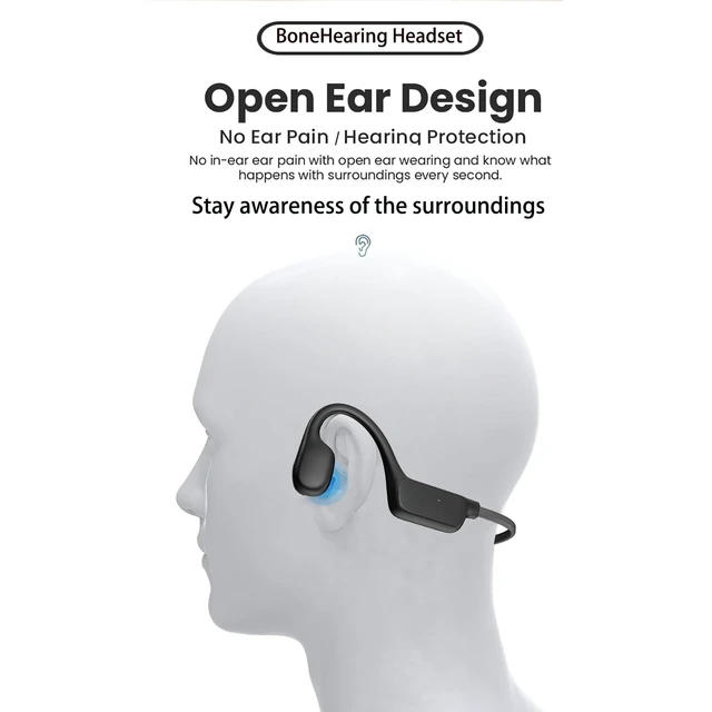 Alt view image 10 of 10 - BenexBesdi Bone Conduction Hearing Headsets for Conversation, Open Ear Wireless Headphones with Microphone Sound Pickup Long Working Hours
