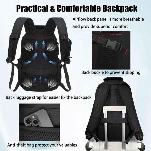 Alt view image 9 of 10 - CLEROLR Travel Laptop Backpack, Extra Large Backpack with USB Charging Port, Anti-Theft Business Work Bag Airline Approved, College Laptop Backpack Fits 18 Inch Laptops for Men/Women