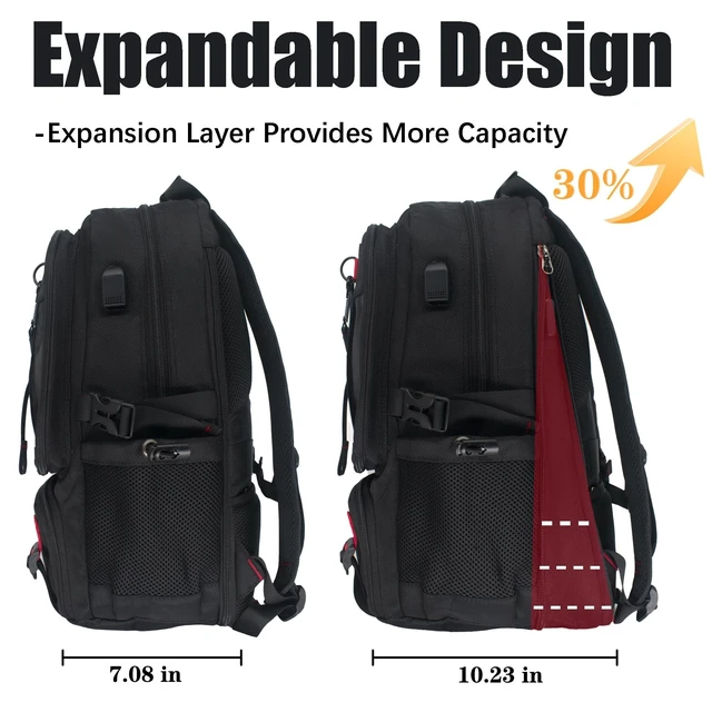 Alt view image 10 of 10 - CLEROLR Travel Laptop Backpack, Extra Large Backpack with USB Charging Port, Anti-Theft Business Work Bag Airline Approved, College Laptop Backpack Fits 18 Inch Laptops for Men/Women