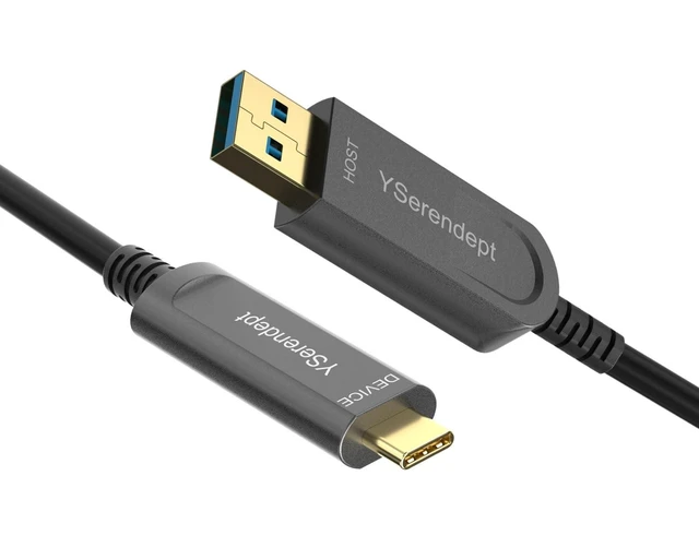 Alt view image 6 of 10 - YSerendept Fiber Optic USB C Cable 33ft,USB 3.2 Gen2 10Gbps Active Optical Long Distance USB A to Type C Cord for 4K Cameras,Webcams,Hubs,HDDs,VR/AR, Projectors & Medical Systems,Grey
