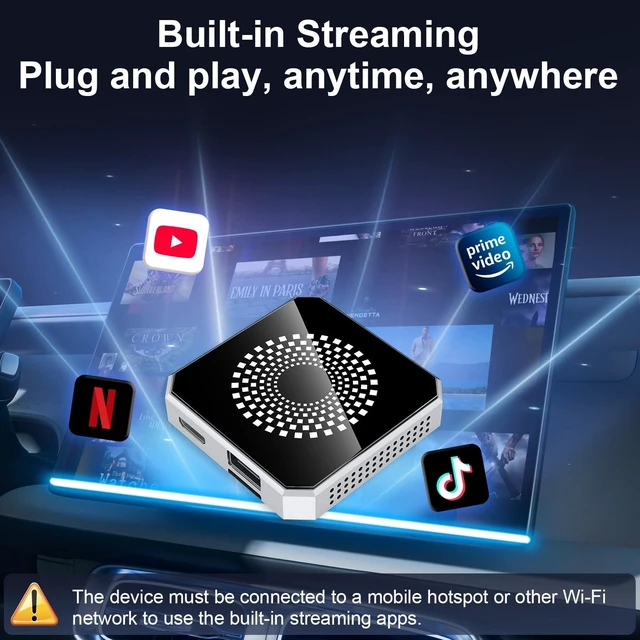 Alt view image 8 of 10 - Magic Box 3.0 Ultra (2026 Upgrade) 4G+32G Car Streaming Box Support Netflix/YouTube/TikTok/Prime Video/4K HDMI Output/Dual Wi-Fi/USB Drive, with Wireless CarPlay & Android Auto Adapter