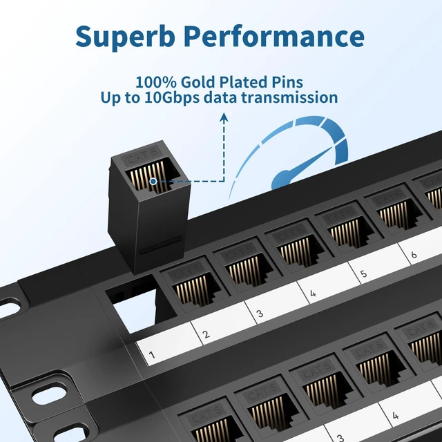Alt view image 8 of 10 - LinkNexa 48 Port Cat6 Patch Panel, 10G Pass-Through Keystone RJ45 Coupler, UTP 19-Inch 2U Patch Panel with Removable Back Bar, Ethernet Network Patch Panel for Cat5, Cat5e, Cat6 Cabling