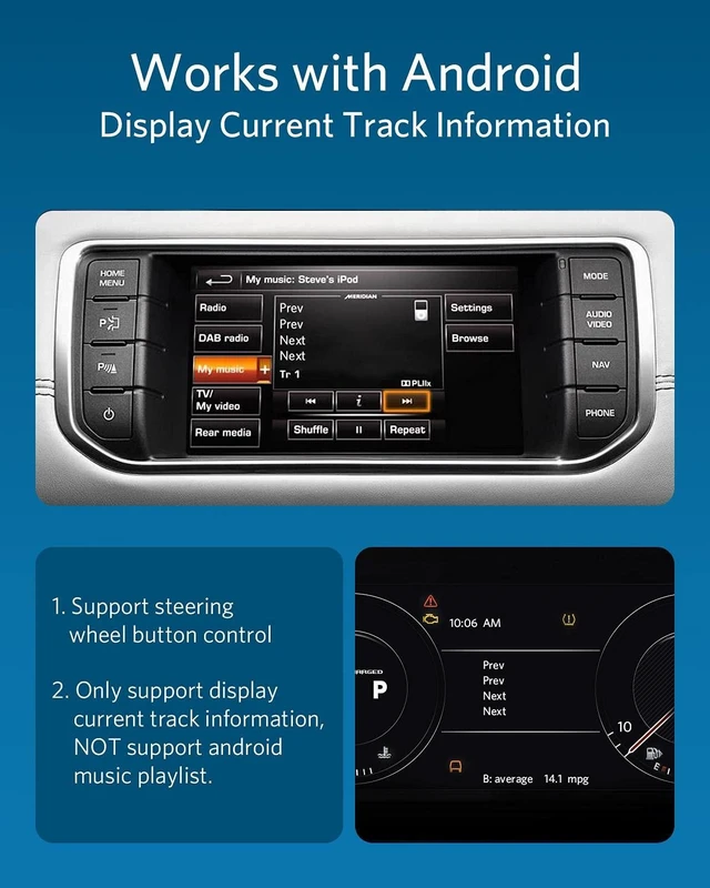 Alt view image 10 of 10 - Airdual Bluetooth 5.0 aptX-HD Adapter for Land Rover, Range Rover, Jaguar iPod iPhone Music Interface