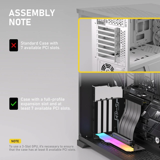 Alt view image 7 of 10 - EZDIY-FAB Vertical GPU Mount with High-Speed PCIE 4.0 Riser Cable, Shield Series, 115mm/4.52in Flexible Extension, 90 Degree Connector, Only Compatible to Full-Opened PCIe Slots-Black-YIHPI344