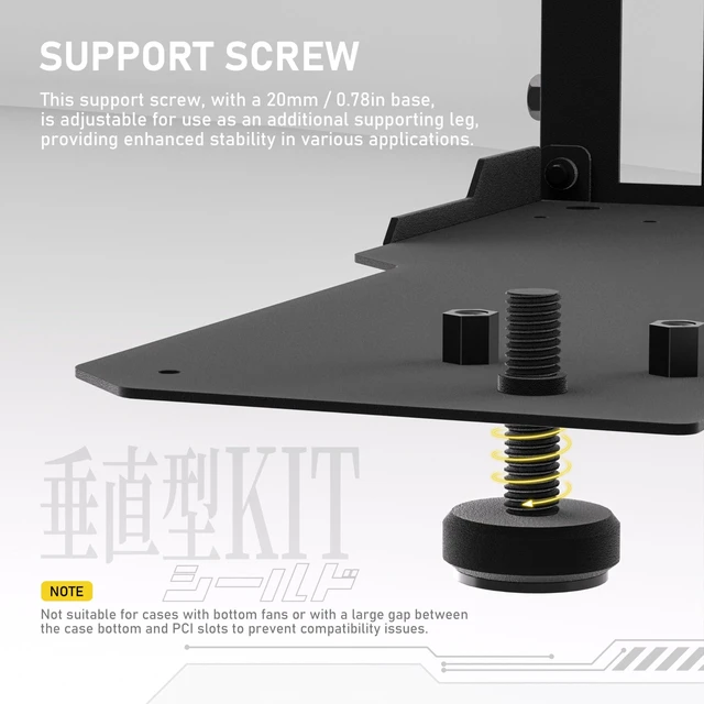 Alt view image 10 of 10 - EZDIY-FAB Vertical GPU Mount with High-Speed PCIE 4.0 Riser Cable, Shield Series, 115mm/4.52in Flexible Extension, 90 Degree Connector, Only Compatible to Full-Opened PCIe Slots-Black-YIHPI344