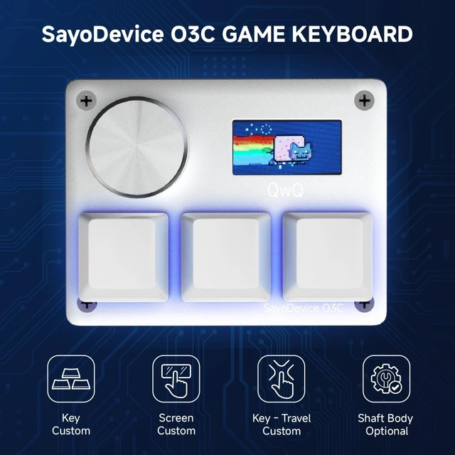 Alt view image 8 of 10 - SAYODEVICE O3C Rapid Trigger Hall Effect Keyboard Suitable for OSU and Geometry Dash Rhythm Game Macro Keypad with Magnetic Linear Switches (Silvery, Gateron KS-20 White Switch)