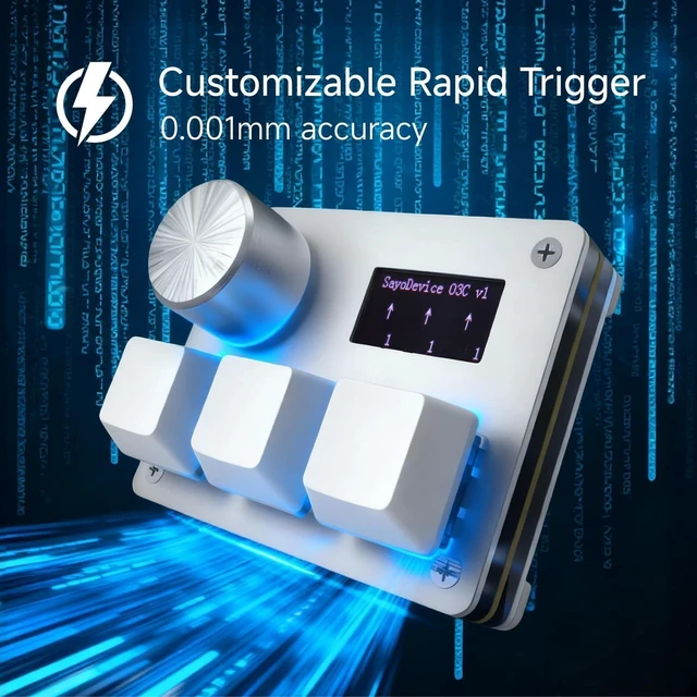 Alt view image 9 of 10 - SAYODEVICE O3C Rapid Trigger Hall Effect Keyboard Suitable for OSU and Geometry Dash Rhythm Game Macro Keypad with Magnetic Linear Switches (Silvery, Gateron KS-20 White Switch)