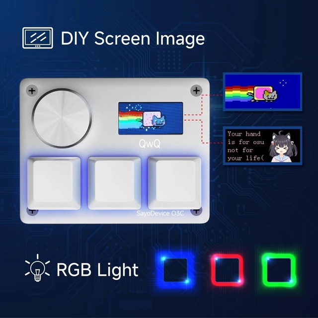 Alt view image 10 of 10 - SAYODEVICE O3C Rapid Trigger Hall Effect Keyboard Suitable for OSU and Geometry Dash Rhythm Game Macro Keypad with Magnetic Linear Switches (Silvery, Gateron KS-20 White Switch)