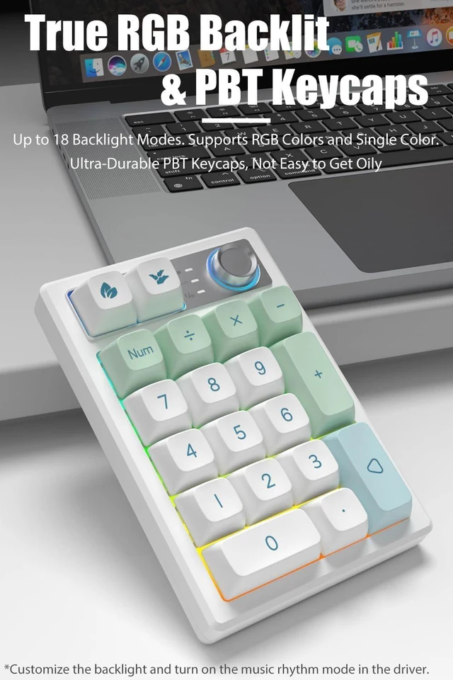 Alt view image 10 of 10 - TISHLED Gasket Creamy Mechanical Numpad Programmable Macro Keypad Wireless 2.4G/Bluetooth 5.0/Wired USB-C RGB Backlit Hot Swappable Number Pad Rechargeable Numeric Keyboard Metal Knob for Win/Mac