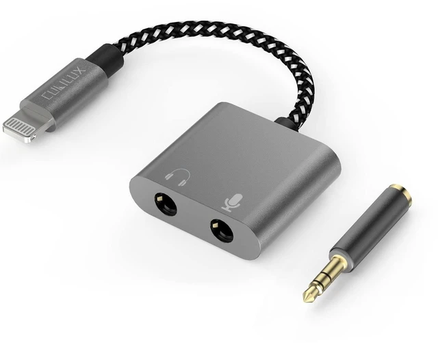 Alt view image 6 of 10 - Cubilux Lightning to 3.5mm TRS Microphone Adapter with Headphone Jack Compatible with iPhone 14 Pro Max 14 Plus/13/12/11/SE 2/Xr/Xs Max/8/7, 1/8 Audio & MIC Splitter for Old iPad (Lightning Version)