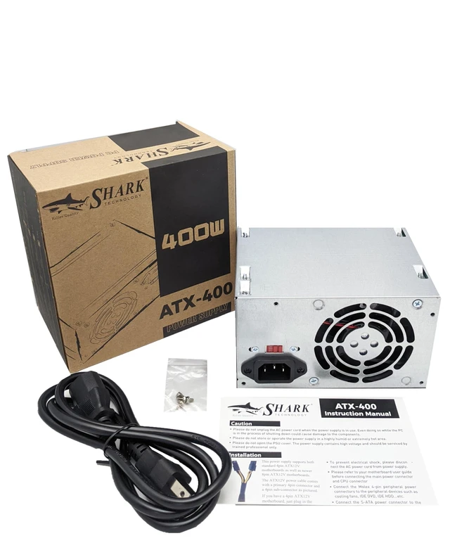 Alt view image 8 of 10 - SHARK TECHNOLOGY 400W ATX 12V V2.1 Internal PC Power Supply with Strong Turbo Fan for Desktop Tower Computer
