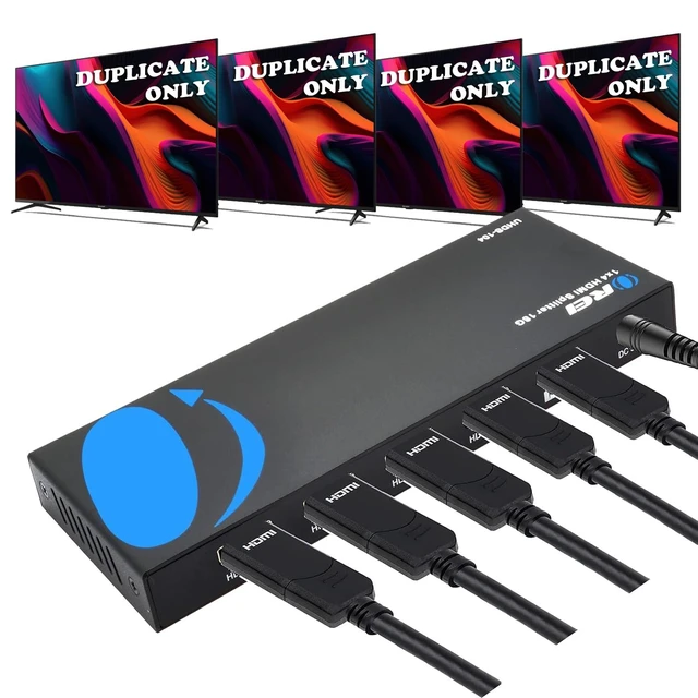 Alt view image 6 of 10 - OREI UltraHD 4K @ 60 Hz 1 X 4 HDMI Splitter 1 in 4 Out 4 Port 4: 8-Bit - HDMI 2.0, HDCP 2.0, 18 Gbps, EDID, Duplicate / Mirror 4K Screens - UHDS-104