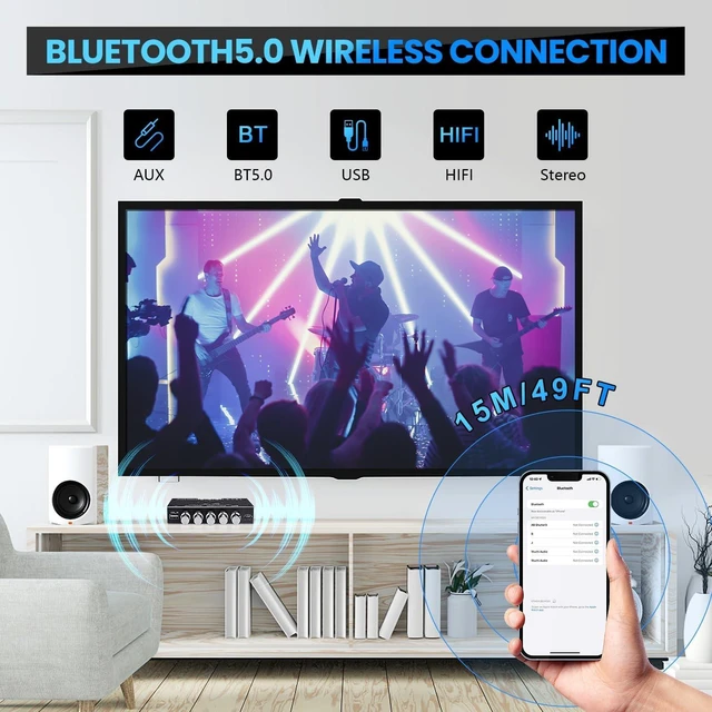 Alt view image 9 of 10 - Bluetooth Amplifier Board, ZK-HT21 2.1 Channel 160W x 2+220W Subwoofer Stereo Mini Audio Power Amplifier Module TDA7498E HiFi Chips,BT USB AUX Input DC 15-36V for DIY Home Speakers