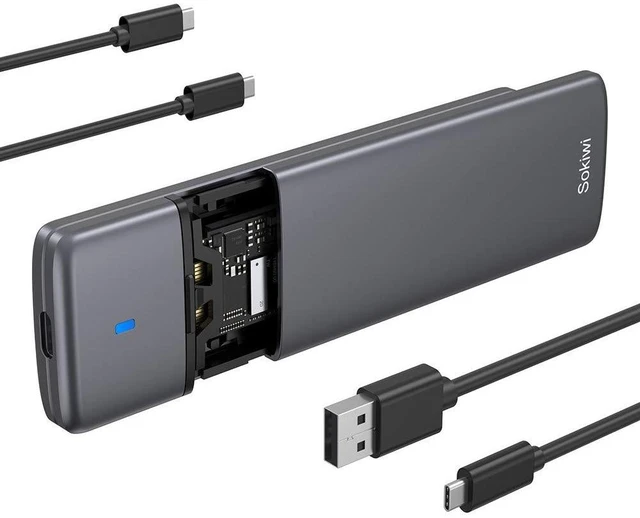 Alt view image 6 of 10 - M.2 NVMe SATA SSD Enclosure Adapter Tool-Free,Sokiwi USB 3.2 Gen2 10Gbps External to USB PCI-E 6Gbps SATA M-Key / B+M Key, NVMe Reader Support UASP Trim for SSDs 2230/2242/2260/2280