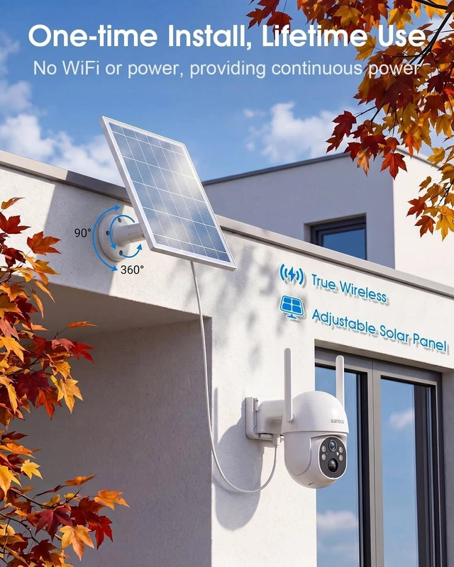 Alt view image 8 of 10 - SANSCO 4G LTE Cellular Solar Security Camera Wireless Outdoor, Lifetime Free Unlimited Data, NO WiFi 2K Color Night Vision, PTZ 360 View, 2 Way Audio, Motion Detection, Built-in SIM Card, 64G T