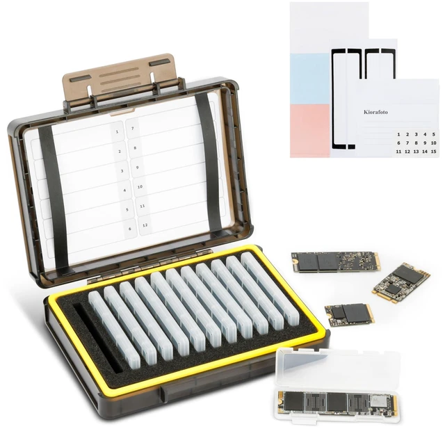 Alt view image 6 of 10 - Dual Protect Hard M.2 SSD Holder with 12 PCS Individual Clear M.2 NVMe Case for M.2 2280 2260 2242 2230 SSDs Storage, Water-Resistant & Shockproof M.2 2280 SSD Card Case with Label & Notepaper