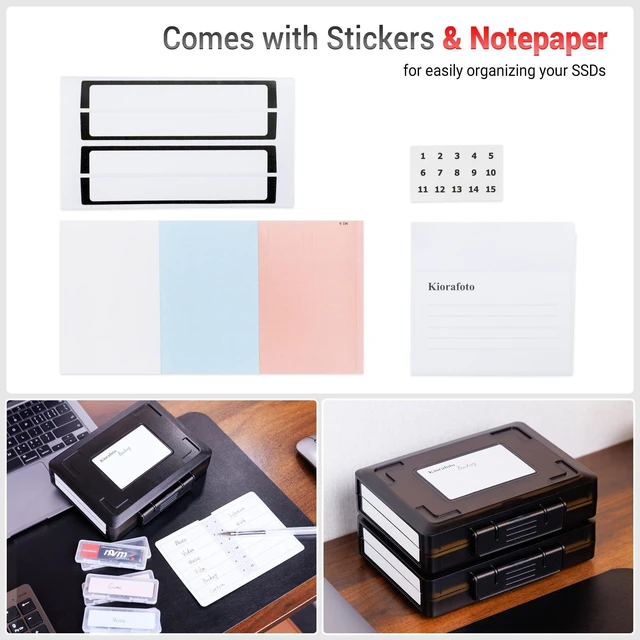 Alt view image 10 of 10 - Dual Protect Hard M.2 SSD Holder with 12 PCS Individual Clear M.2 NVMe Case for M.2 2280 2260 2242 2230 SSDs Storage, Water-Resistant & Shockproof M.2 2280 SSD Card Case with Label & Notepaper