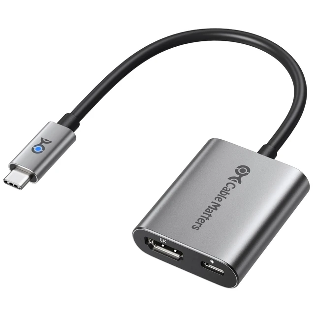 Alt view image 6 of 10 - Cable Matters 48Gbps USB C to HDMI 2.1 Adapter with 100W Charging, 4K 240Hz /8K 60Hz HDR - Thunderbolt 4 Compatible with iPhone 16/15 Pro Max (Max Resolution on Any MacBook is 4K@60Hz)