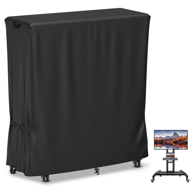 Alt view image 6 of 10 - STARTWO Outdoor TV Cover Weatherproof, Waterproof Rolling TV Stand Cover with Windproof Buckles,Heavy Duty Oxford Fabric TV Screen Protection Covers for Portable TV Stand On Wheels48"L x 15"W x 55"H
