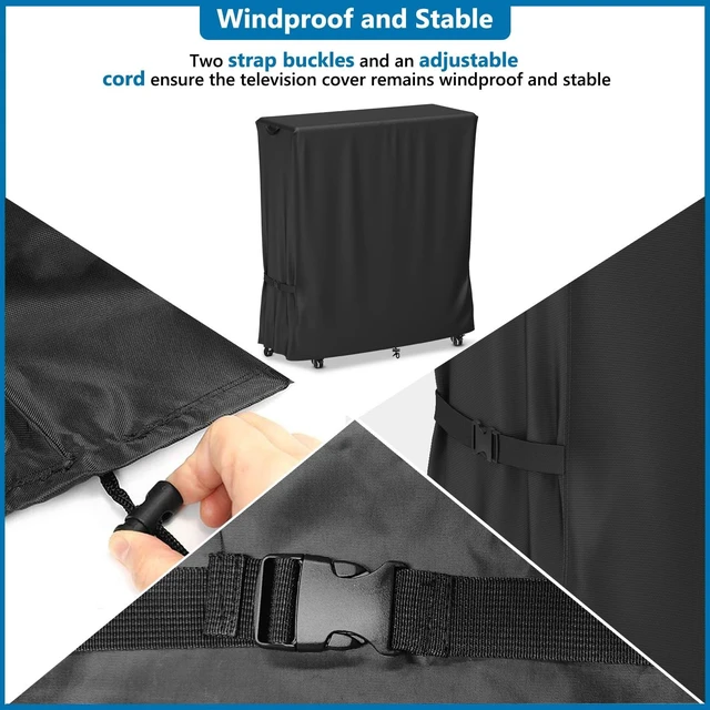 Alt view image 9 of 10 - STARTWO Outdoor TV Cover Weatherproof, Waterproof Rolling TV Stand Cover with Windproof Buckles,Heavy Duty Oxford Fabric TV Screen Protection Covers for Portable TV Stand On Wheels48"L x 15"W x 55"H