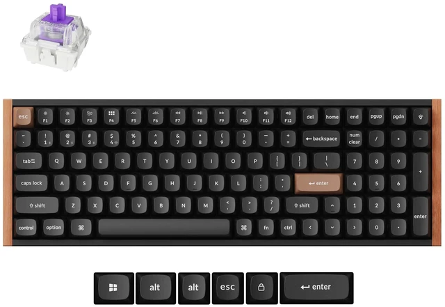 Alt view image 6 of 10 - Keychron K4 HE 96% Wireless RGB Hall Effect Keyboard, Gateron Magnetic Switch, Analog Mode & Rapid Trigger, QMK/VIA, 2.4GHz/BT5.2/USB-C, Multitasker for Mac/Windows/Linux, Wood Accent Frame - Black