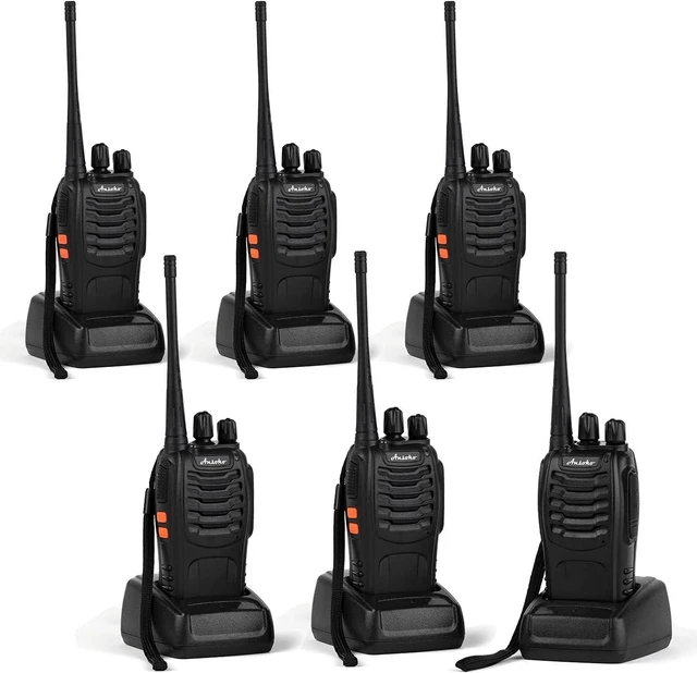 Alt view image 6 of 10 - Ansoko Two Way Radio Walkie Talkie, Long Range Walkie Talkies for Adults 16-CH 2-Way Radio with Earpieces and Rechargeable Battery (Pack of 6)