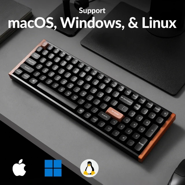 Alt view image 8 of 10 - Keychron K4 HE 96% Wireless RGB Hall Effect Keyboard, Gateron Magnetic Switch, Analog Mode & Rapid Trigger, QMK/VIA, 2.4GHz/BT5.2/USB-C, Multitasker for Mac/Windows/Linux, Wood Accent Frame - Black