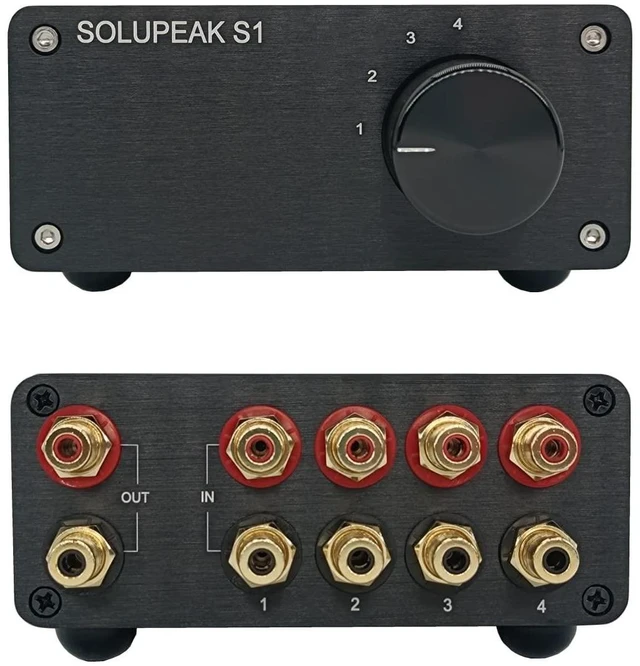 Alt view image 6 of 10 - SOLUPEAK RCA Switch Stereo 4 in 1 Out Audio Signal Source Switcher HiFi Input Selector Splitter Box S1