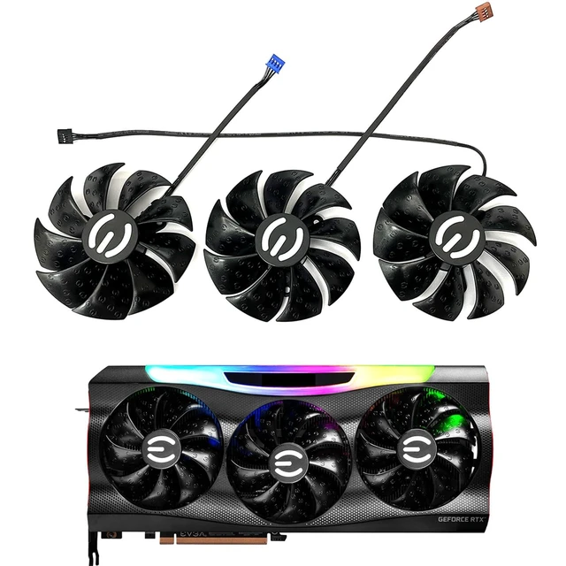 Alt view image 6 of 10 - 87MM PLD09220S12H RTX3080 RTX3070 Graphics Card Fan Replacement for EVGA GeForce RTX 3070 3080 TI 3090 FTW3 Cooler Fan (Black 3-Fan)