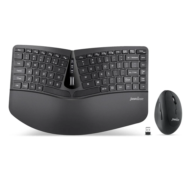 Alt view image 6 of 10 - Perixx PERIDUO-606 Wireless Mini Ergonomic Keyboard with Portable Vertical Mouse - Adjustable Palm Rest Stand - Membrane Low Profile Keys - US English