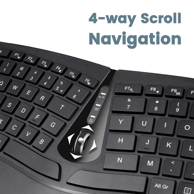 Alt view image 8 of 10 - Perixx PERIDUO-606 Wireless Mini Ergonomic Keyboard with Portable Vertical Mouse - Adjustable Palm Rest Stand - Membrane Low Profile Keys - US English
