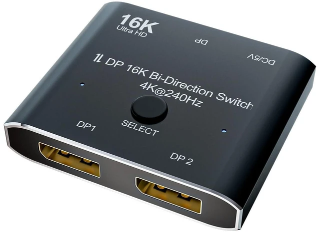 Alt view image 6 of 10 - CABLEDECONN DisplayPort 2.1 16K DP Switch Bi-Direction HD 8K@120Hz 4K@240Hz Splitter Converter for Multiple Source and displays 16K DP Video