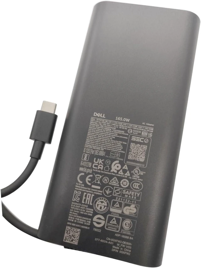 Alt view image 13 of 14 - Dell Laptop Charger 165W Watt USB Type C AC Power Adapter - M9TG5,GXFW2,N86KM - HA165PM210,DA165PM210,LA165PM210