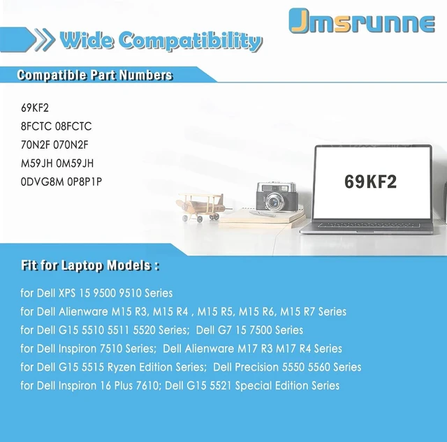 Alt view image 12 of 14 - 86Wh 69KF2 Laptop Battery Replacement for Dell Alienware M15 (R3 R4 R5 R6 R7) M17(R3 R4) Precision 5550 5560 XPS 15 9500 9510 Vostro 7510 7610 Series 7167mAh 11.4V