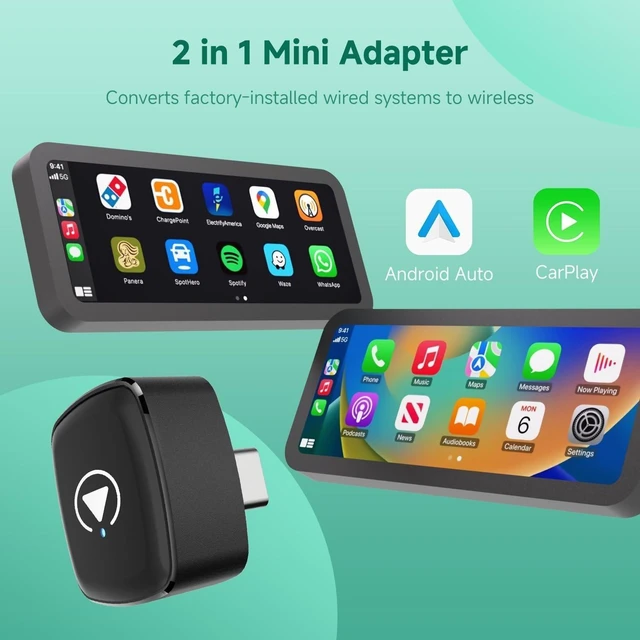 Alt view image 12 of 12 - FitAlly M1-C Wireless CarPlay Android Auto Adapter, Native USB-C Direct Plug, 2-in-1 Wired to Wireless Dongle, No Adapter Needed, Mini Cable-Free Design, Aluminum Alloy & Glass for USB-C