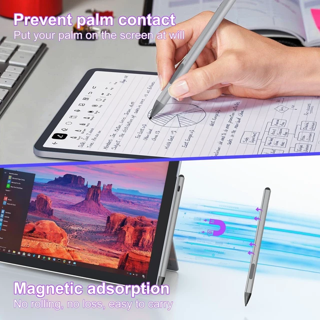 Alt view image 12 of 14 - Surface Pen - Surface Pro Pen Stylus for Surface Pro 11/9/10/8/X/7/6/5/4/3, USB-C Fast Charge, 4096 Pressure Sensitivity, Palm Rejection Surface Pen for Surface Go 2/3/4/Book/Laptop/Studio