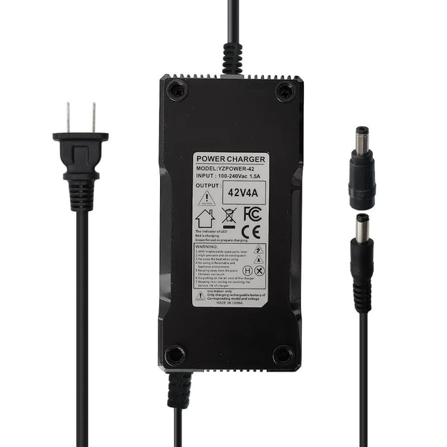 Alt view image 11 of 12 - Abakoo 42V 4A Battery Charger Adapter for 36V Lithium Li-ion Battery Pack with DC 5.5 x 2.5mm/5.5 x 2.1mm Plug