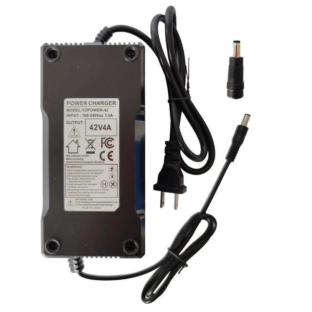 Alt view image 12 of 12 - Abakoo 42V 4A Battery Charger Adapter for 36V Lithium Li-ion Battery Pack with DC 5.5 x 2.5mm/5.5 x 2.1mm Plug