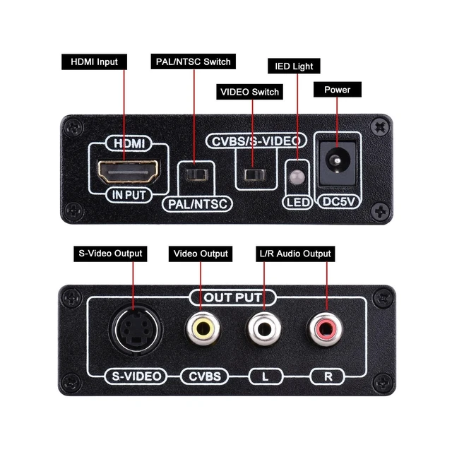 Alt view image 12 of 12 - Tendak HDMI to Composite 3RCA AV S-Video R/L Audio Video Converter Adapter Upscaler Support 720P/1080P with RCA/S-Video Cable for PC Laptop Xbox PS3 TV STB VHS VCR Camera Blue-Ray DVD