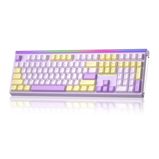 Alt view image 6 of 10 - Aula H108 Wireless Silent Mechanical Keyboard with Number Pad Hot Swappable