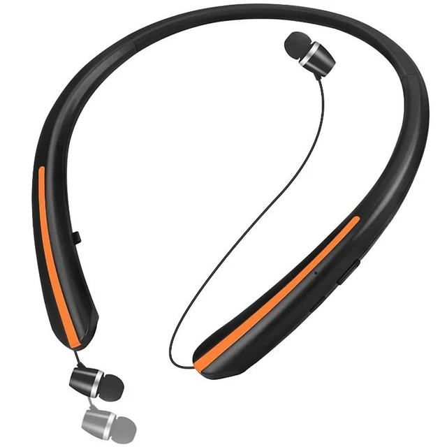 Alt view image 6 of 10 - ForFuego Retractable Neckband Bluetooth Headphones, 22H Playtime Wireless Earbuds, Auto-Coil Cord, Hands-Free Call with CVC 8.0 & Noise Cancellation, Secure & Comfortable Fit, Black & Orange