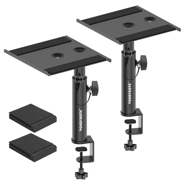Alt view image 6 of 10 - Vondynote Set of 2 Studio Monitor Stands Desk Clamp Desktop Speaker Stands with Isolation Pads